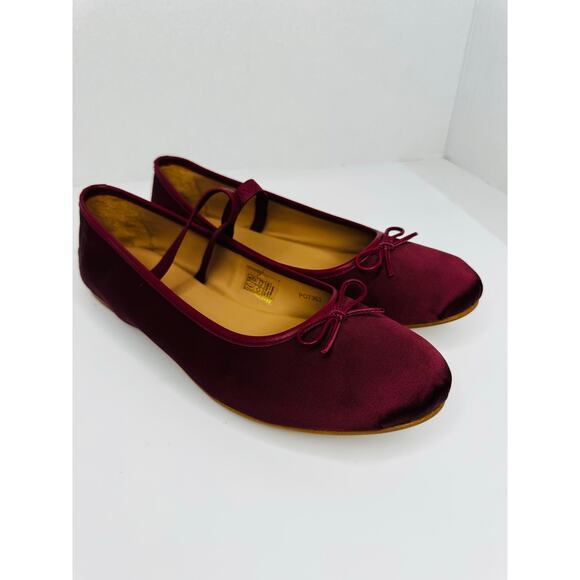 ALOHAS Burgundy Satin Odette ballet flats size 12 - Picture 2 of 11